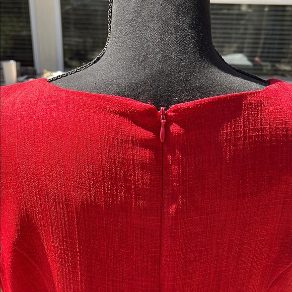 Elegant Red Ellen Tracy Sleeveless fully lined Dress. Size 14. Side pockets. - Picture 8 of 16